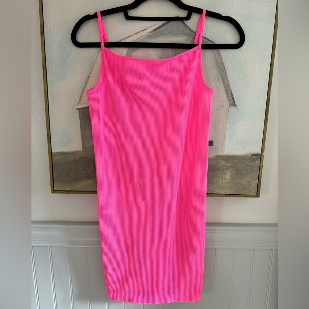 ARITZIA Sunday Best Hot Pink Ribbed Bodycon Mini Dress Size M/L